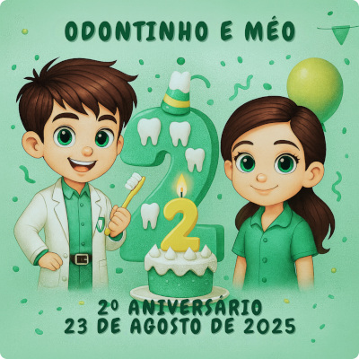 Odontinho e Méo celebrando 2 anos de existência